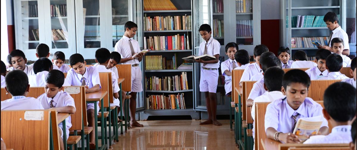 Students in a classroom session at Sri Ramakrishna International Residential School, M.L. Halli, Sagar, Shivamogga