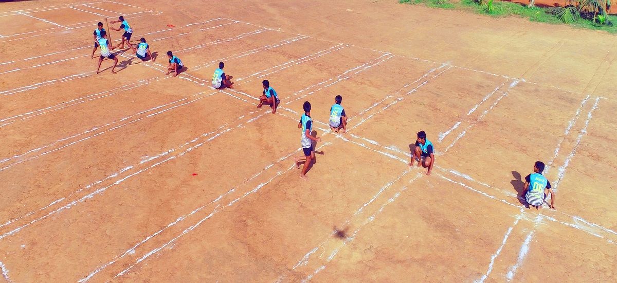 Kho kho practice at Sri Ramakrishna International Residential School, Sagar