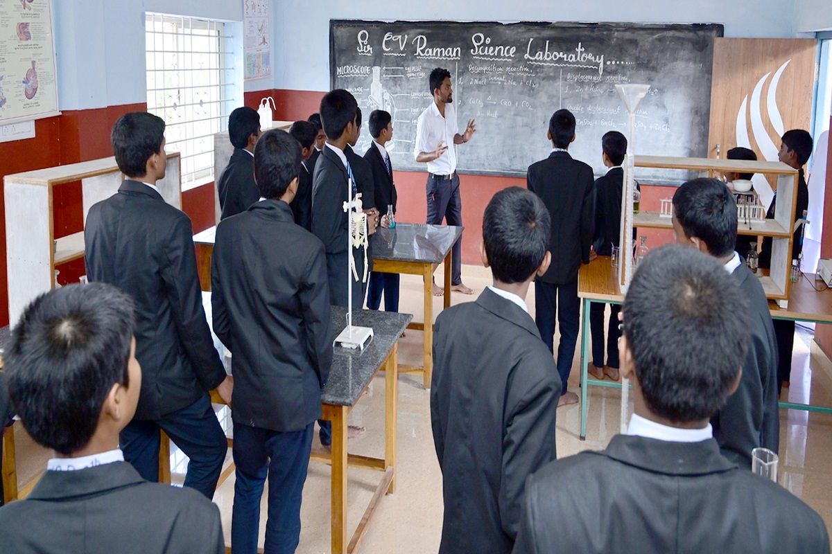 Biology laboratory at Sri Ramakrishna International Residential School, M.L. Halli, Sagar, Shivamogga