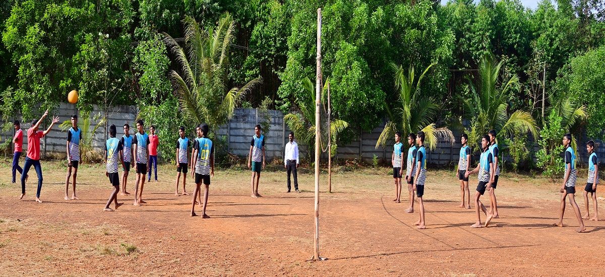 Throwball match at Sri Ramakrishna International Residential School, Sagar